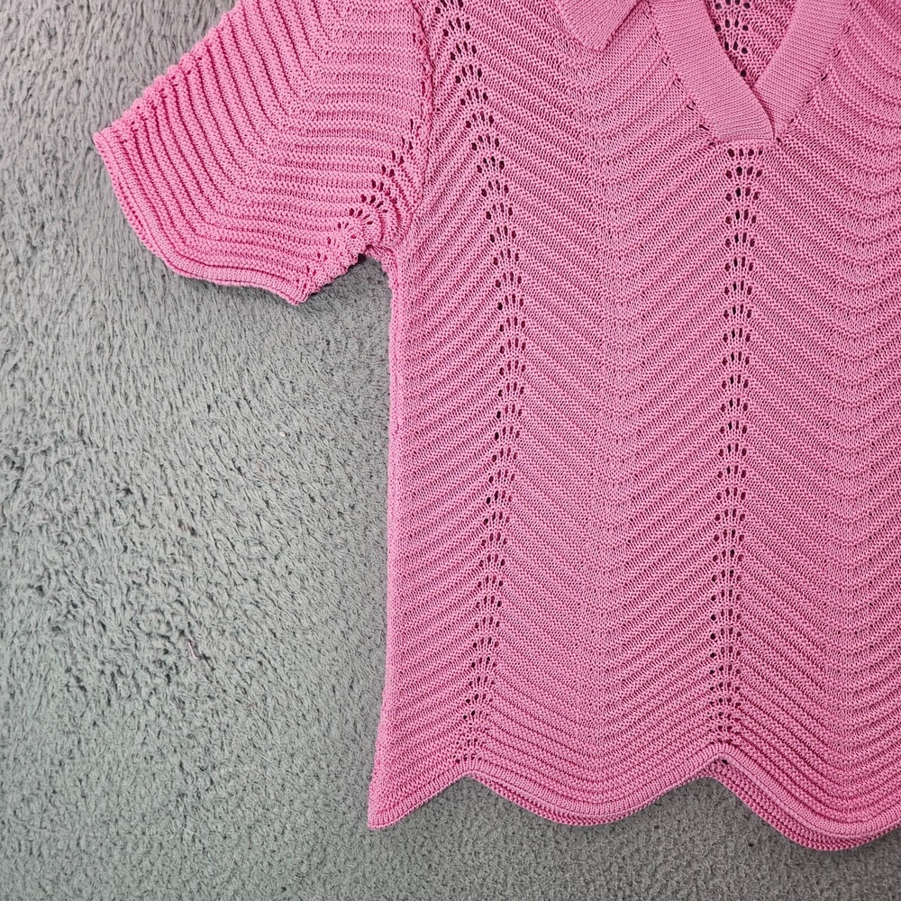 NWOT English Factory Shirt Top Women Small Knit Scallop Hem Pink - Pls Read - Picture 2 of 13